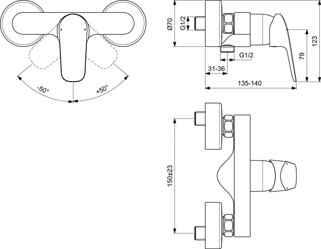 Dušo maišytuvas Ideal Standard Ceraflex B1720AA kaina ir informacija | Vandens maišytuvai | pigu.lt