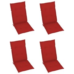Sodo kėdės pagalvėlės, 4vnt., raudonos, 120x50x4cm kaina ir informacija | Pagalvės, užvalkalai, apsaugos | pigu.lt