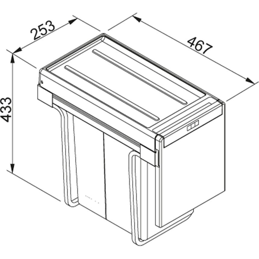 Franke šiukšliadėžė Cube 30, 2 x 15l kaina ir informacija | Šiukšliadėžės | pigu.lt