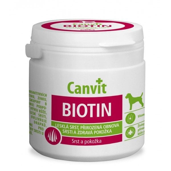 Vitaminai šunims tabletėmis Canvit Biotin N100, 100 g цена и информация | Vitaminai, papildai, antiparazitinės priemonės šunims | pigu.lt