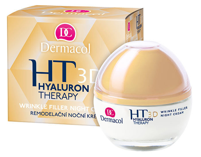 Drėkinamasis naktinis veido kremas nuo raukšlių su hialurono rugštimi Dermacol Hyaluron Therapy 3D 50 ml цена и информация | Veido kremai | pigu.lt