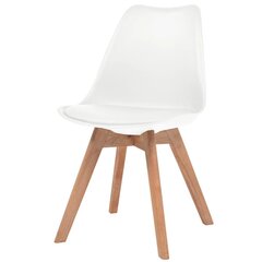 Обеденные стулья, 2шт, искусственная кожа, массив дерева, белые цена и информация | Стулья для кухни и столовой | pigu.lt