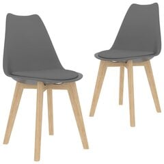 Valgomojo kėdės, dirbtinė oda, masyvi mediena, pilkos, 2 vnt. kaina ir informacija | Virtuvės ir valgomojo kėdės | pigu.lt