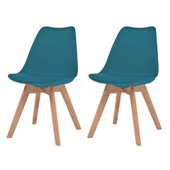 Обеденные стулья, 2шт, искусственная кожа, массив дерева, бирюзовые цена и информация | Стулья для кухни и столовой | pigu.lt