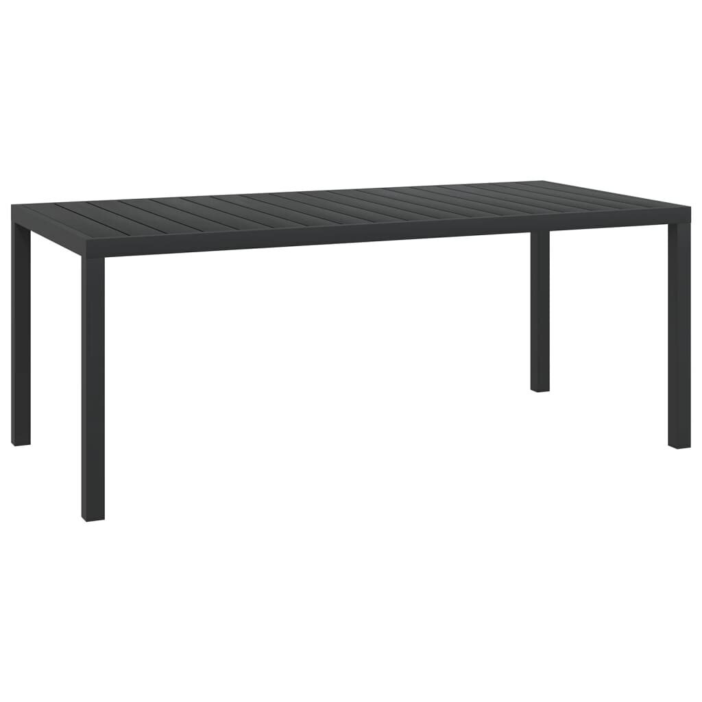 Sodo valgomojo stalas, WPC, aliuminis, 185x90x74cm, juodas kaina ir informacija | Lauko stalai, staliukai | pigu.lt