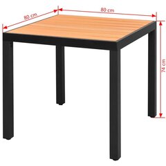 vidaXL Sodo stalas, rudas, 80x80x74cm, aliuminis ir WPC kaina ir informacija | Lauko stalai, staliukai | pigu.lt