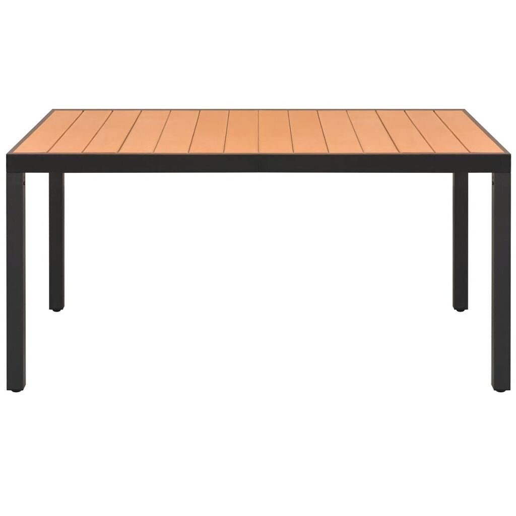 Sodo valgomojo stalas, WPC, aliuminis, 150x90x74cm, rudas kaina ir informacija | Lauko stalai, staliukai | pigu.lt