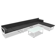 Sodo sofų komplektas, juodas ir baltas kaina ir informacija | Lauko baldų komplektai | pigu.lt
