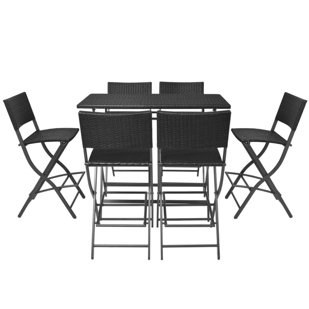 Lauko valgomojo baldų kompl., 7 d., poliratanas, juodas kaina ir informacija | Lauko baldų komplektai | pigu.lt