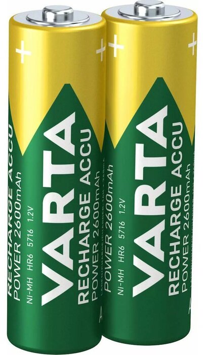 Varta Recharge Accu Power AA (HR6) įkraunamos baterijos, 2600mAh, 2 vnt цена и информация | Elementai | pigu.lt