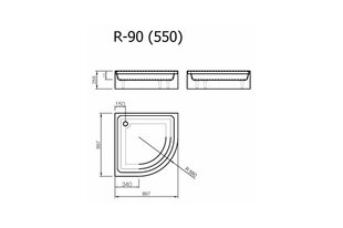 Душевой поддон Vispool R-90, полукруглый, литой камень цена и информация | Душевые поддоны | pigu.lt