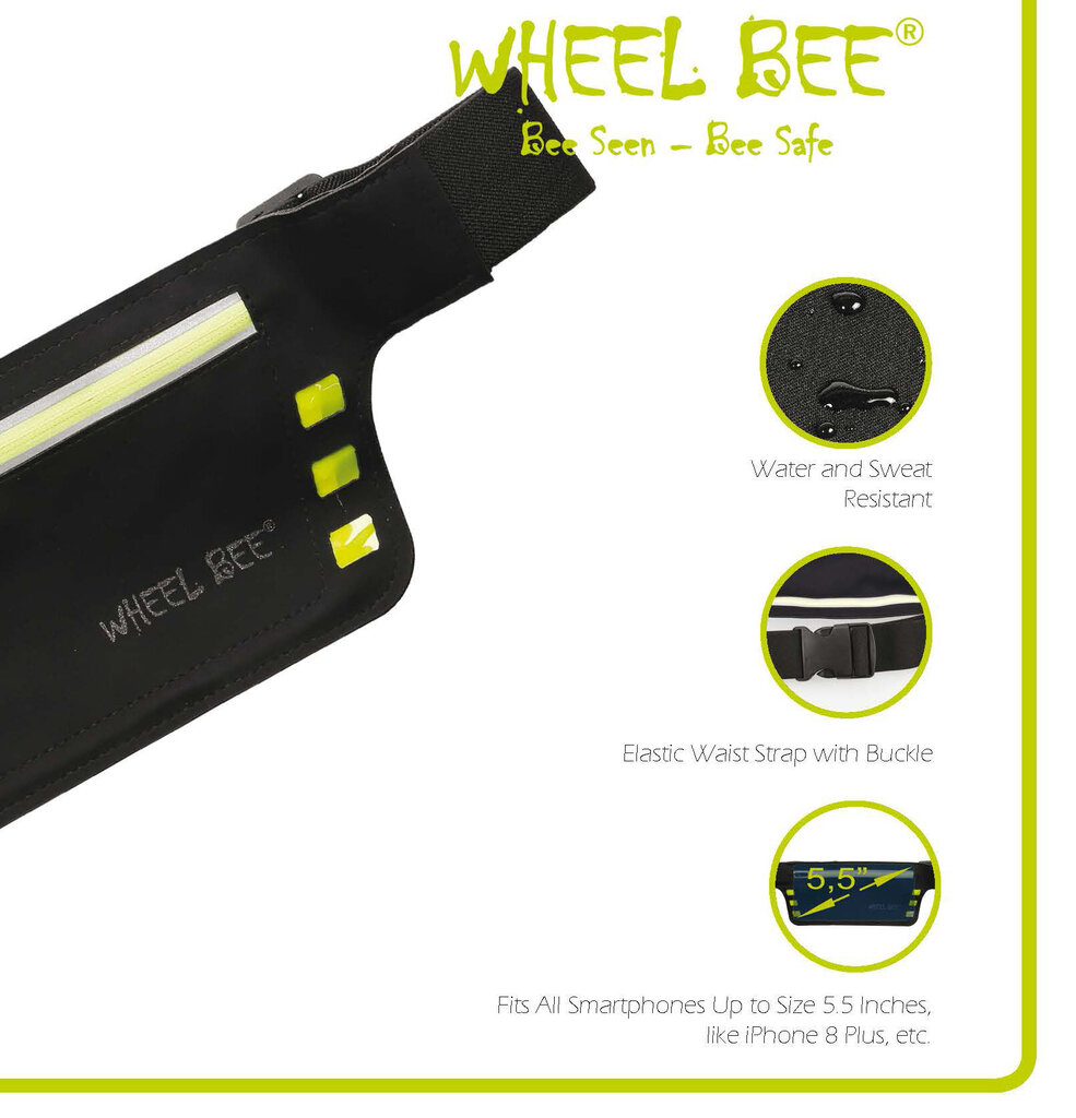 Dėklas ant juosmens Wheel Bee® Night Runner, LED kaina ir informacija | Kuprinės ir krepšiai | pigu.lt