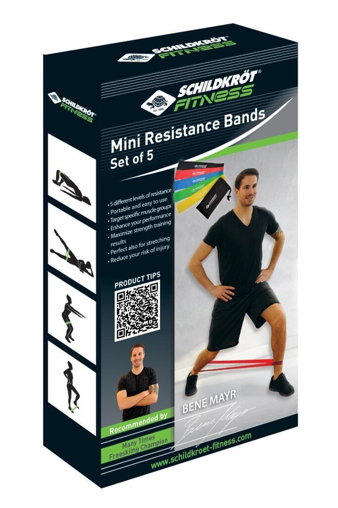 Mankštos juostų rinkinys Schildkrot Mini Resistance Bands, 5 vnt. цена и информация | Pasipriešinimo gumos, žiedai | pigu.lt