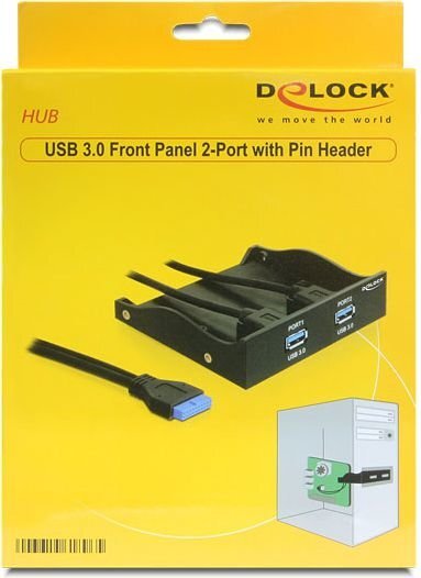 Delock 2 ports Front Panel USB 3.0 with internal 19 pin head connector (61896) kaina ir informacija | Korpusų priedai | pigu.lt