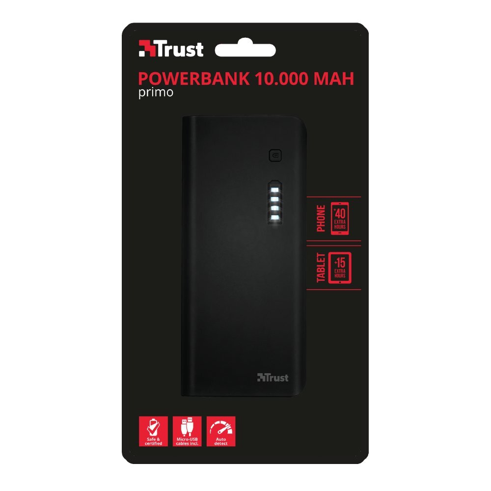 Trust Primo Powerbank 2 x USB, 10000 mAh kaina ir informacija | Atsarginiai maitinimo šaltiniai (power bank) | pigu.lt