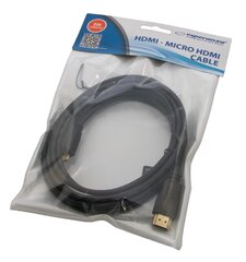 HDMI кабель Esperanza EB205, micro HDMI-HDMI V.1.4B, 3 м, черный цена и информация | Кабели и провода | pigu.lt