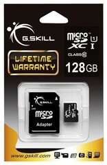 Карта памяти G.Skill SDXC Micro SDXC 128GB, класс 10 UHS-I + адаптер цена и информация | Карты памяти для телефонов | pigu.lt