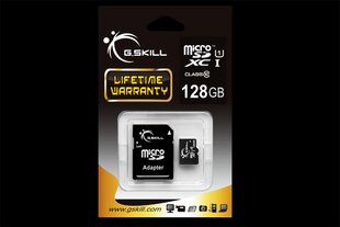 Atminties kortelė G.Skill SDXC Micro SDXC 128GB, klasė 10 UHS-I + Adapteris kaina ir informacija | Atminties kortelės telefonams | pigu.lt