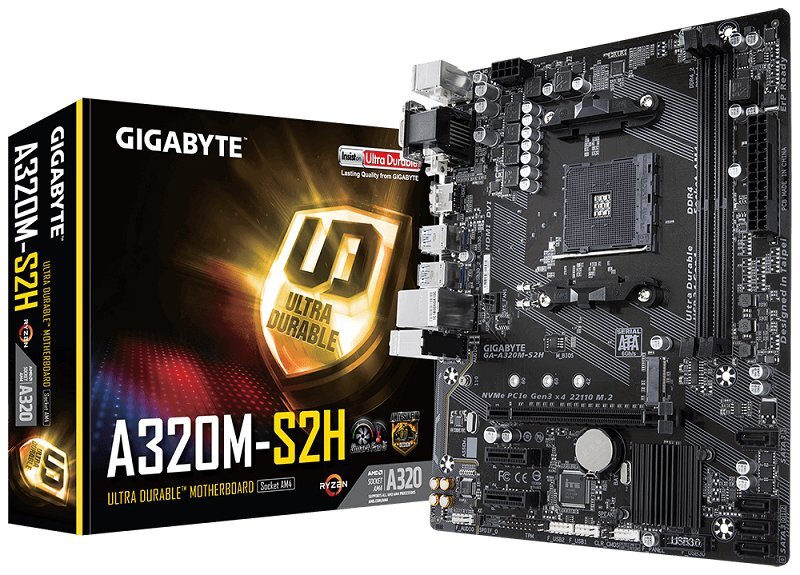 Gigabyte GA-A320M-S2H kaina ir informacija | Pagrindinės plokštės | pigu.lt