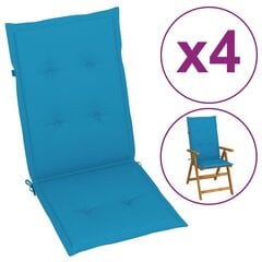 Подушки для садовых стульев, 4 шт., синие, 120x50x4см цена и информация | Подушки, наволочки, чехлы | pigu.lt