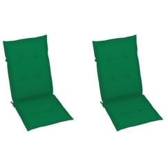 Подушки для садовых стульев, 2шт., зеленые, 120x50x4см цена и информация | Подушки, наволочки, чехлы | pigu.lt