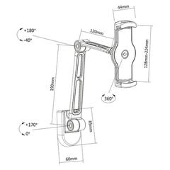 Настенный кронштейн для планшетов Techly 4,7-12,9", регулируемый, с элементами крепления цена и информация | Аксессуары для планшетов, электронных книг | pigu.lt