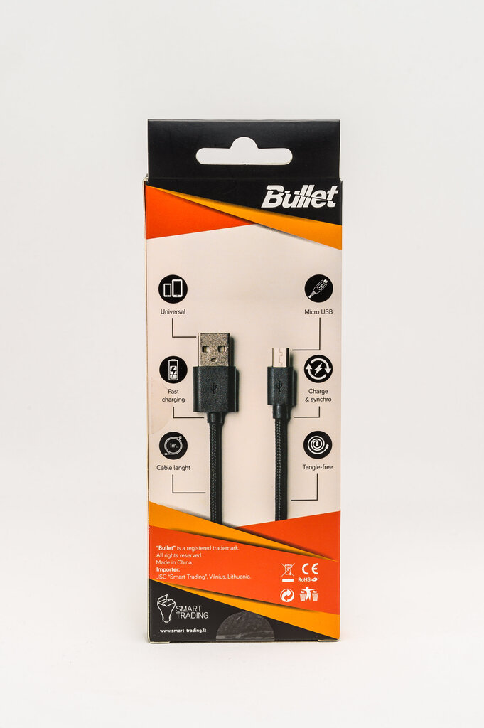 Bullet USB - Micro USB 2.0, 1m. kaina ir informacija | Laidai telefonams | pigu.lt