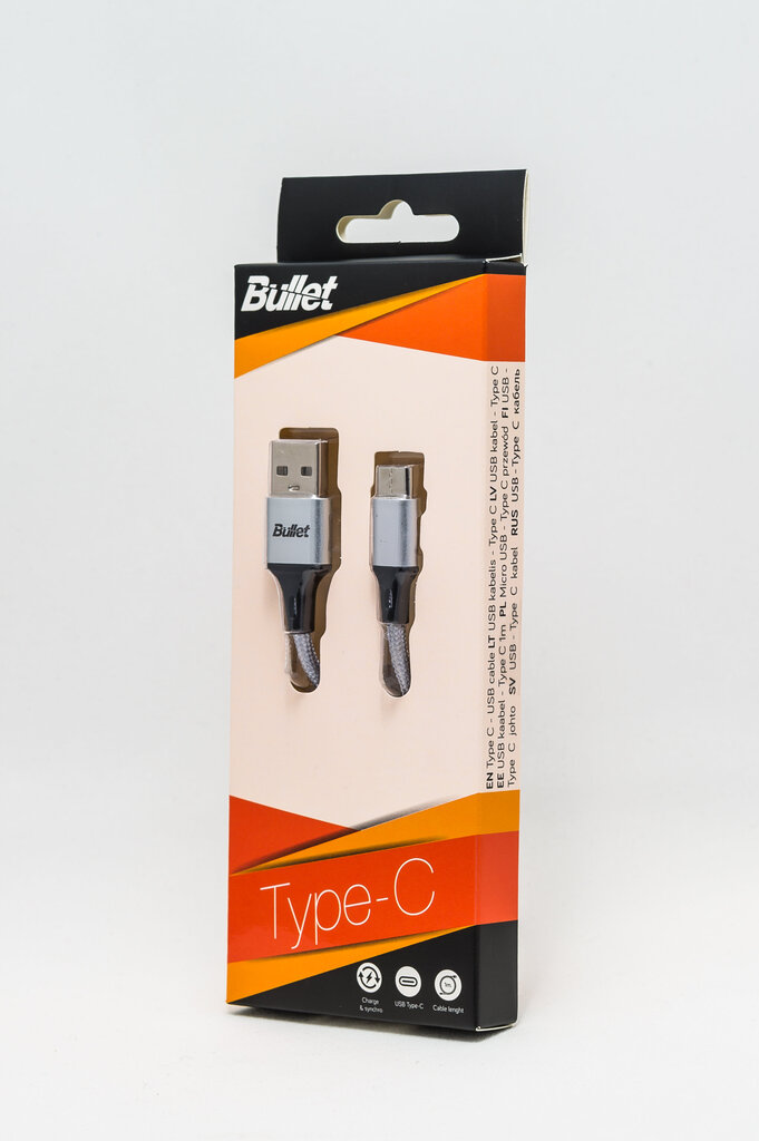 Bullet USB kabelis Type-C, 1m. kaina ir informacija | Laidai telefonams | pigu.lt