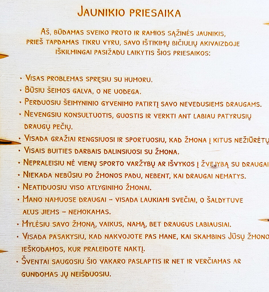 Graviruota medinė lentelė "Jaunikio priesaika" kaina ir informacija | Kitos originalios dovanos | pigu.lt