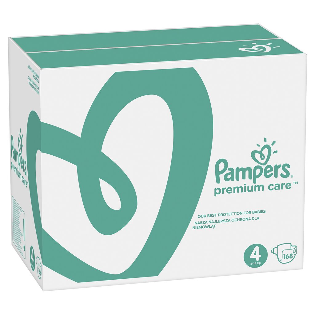 Sauskelnės PAMPERS Premium Monthly Pack 4 dydis, 9-14 kg, 168 vnt. kaina ir informacija | Sauskelnės | pigu.lt