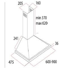 Schlosser H013 60BL/750 цена и информация | Вытяжки на кухню | pigu.lt