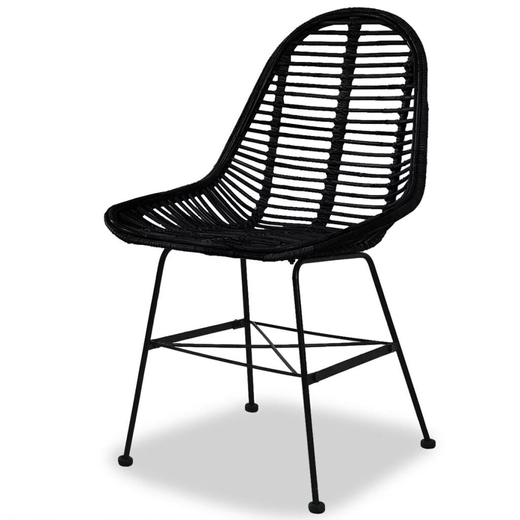Valgomojo kėdės, 2 vnt., natūralus ratanas, juodos kaina ir informacija | Virtuvės ir valgomojo kėdės | pigu.lt