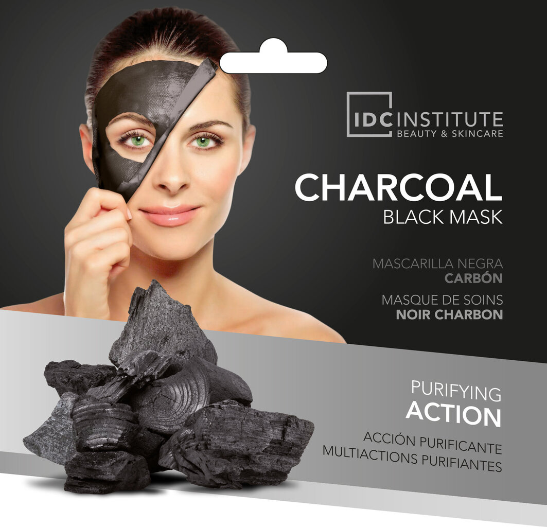 Valomoji veido kaukė IDC Institute Charcoal Black Mask 22 g цена и информация | Veido kaukės, paakių kaukės | pigu.lt