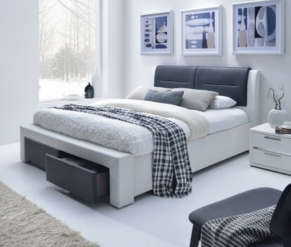 Кровать Halmar Cassandra140 x 200 см, черно /белая цена и информация | Кровати | pigu.lt