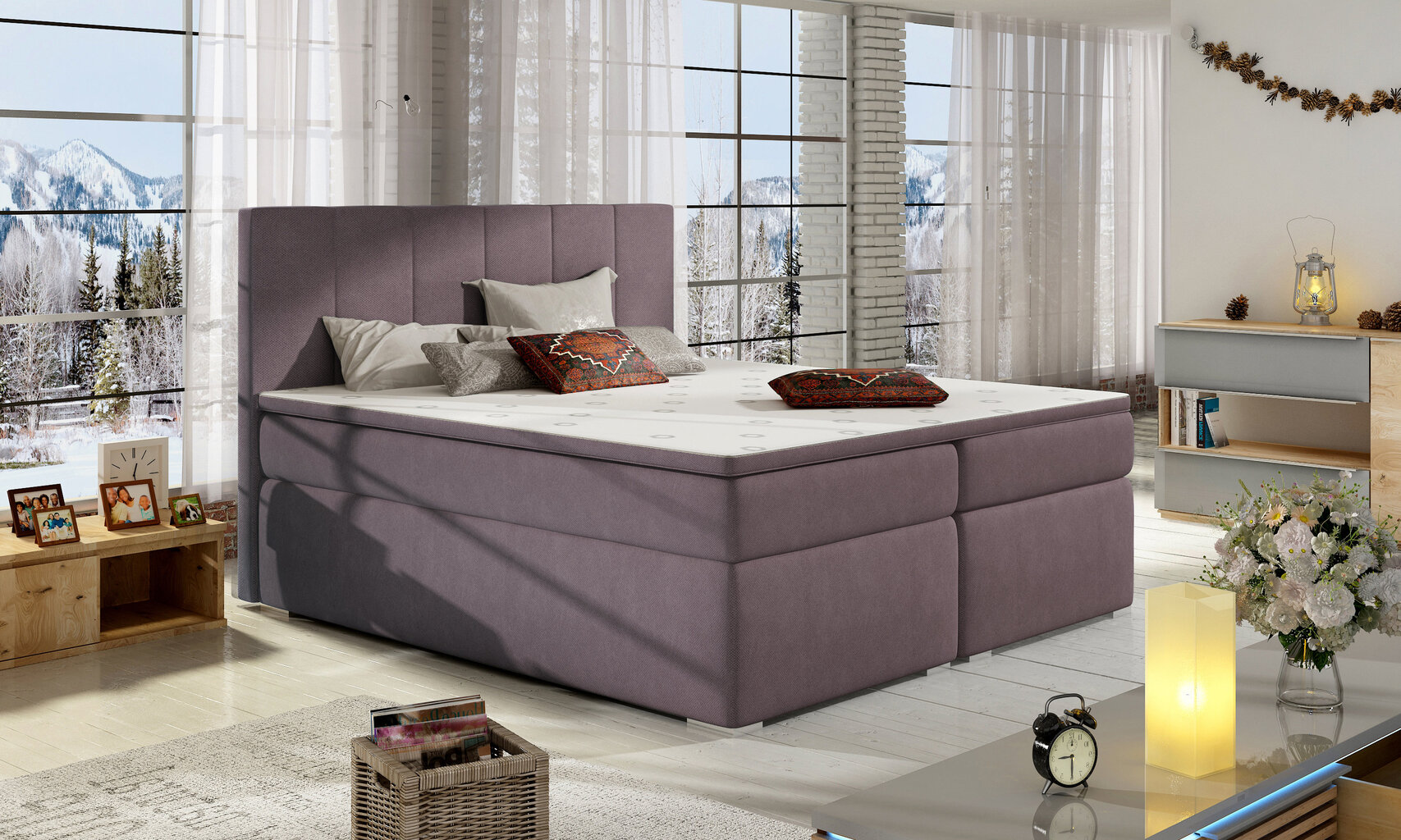 Lova NORE Bolero, 160X200 cm, violetinė kaina ir informacija | Lovos | pigu.lt