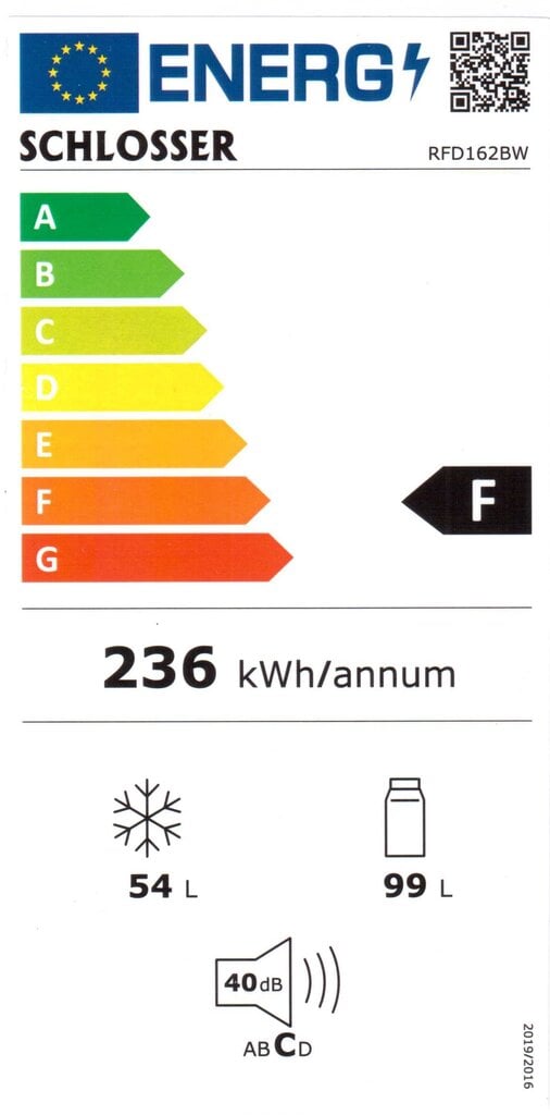 Schlosser RFD162BW kaina ir informacija | Šaldytuvai | pigu.lt