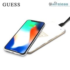 Guess GUWCP850TLBK Универсальная QI индуктивная безпроводная зарядка - подставка с USB питанием Белая/Золотая цена и информация | Зарядные устройства для телефонов | pigu.lt