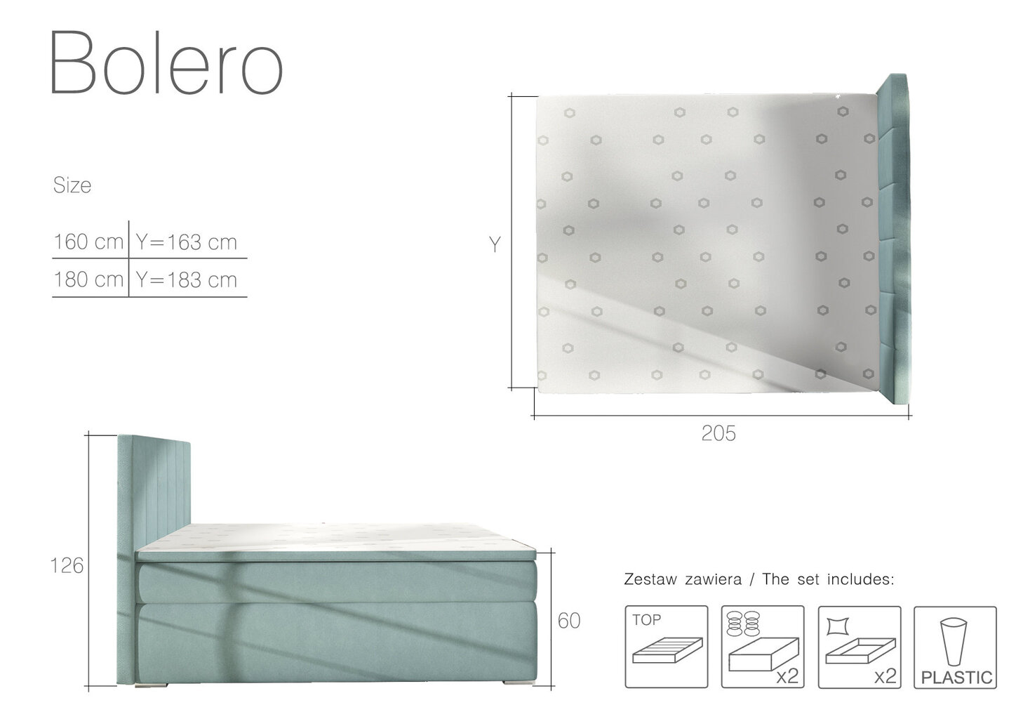 Lova NORE Bolero, 180X200 cm, kreminė kaina ir informacija | Lovos | pigu.lt