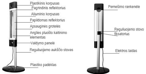 Infraraudonųjų spindulių šildytuvas Veito CH1800 RE (juodas) kaina ir informacija | Šildytuvai | pigu.lt