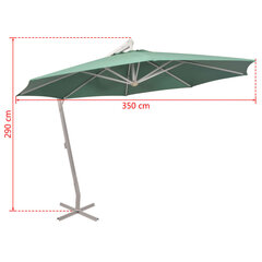 Pakabinamas skėtis nuo saulės, 350cm, alium. kotas, žalias kaina ir informacija | Skėčiai, markizės, stovai | pigu.lt