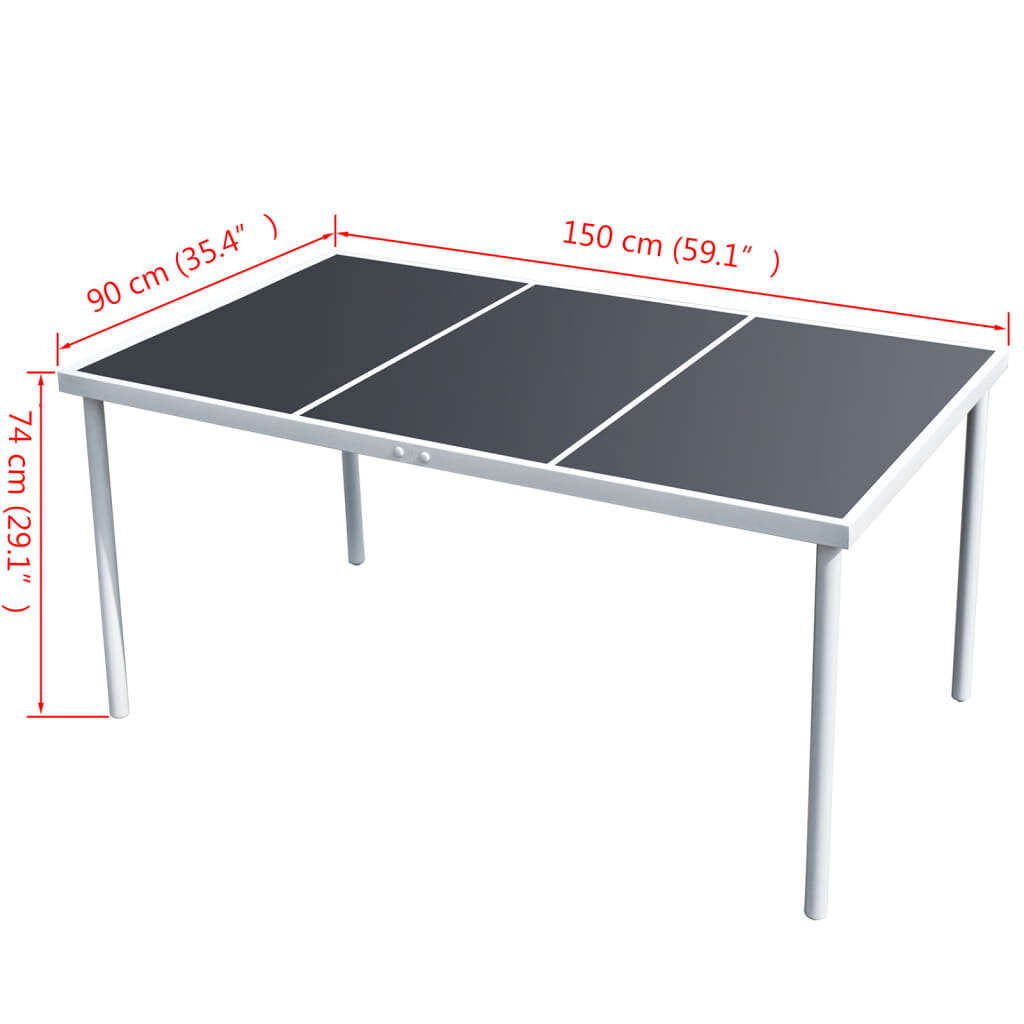 Lauko stalas, 150x90x74 cm, juodas kaina ir informacija | Lauko stalai, staliukai | pigu.lt