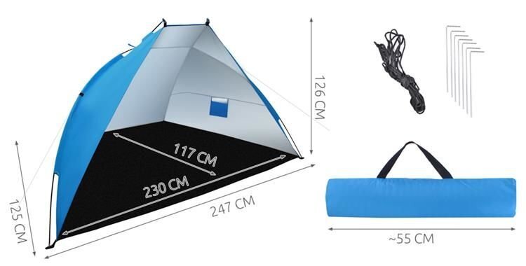 Paplūdimio palapinė, 132x235x110 kaina ir informacija | Palapinės | pigu.lt