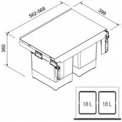 Šiukšliadėžė Franke, Sorter Garbo 60-2 (18l.+18l.) цена и информация | Мусорные баки | pigu.lt