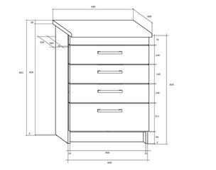 Кухонный шкаф  Milo S60/4SZ, дуб цена и информация | Кухонные шкафчики | pigu.lt