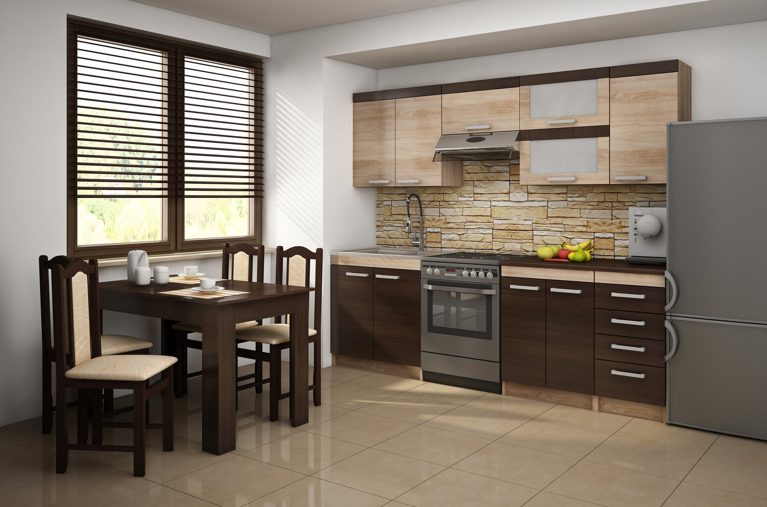 Virtuvinė spintelė Milo W60OK, ąžuolo/rudos spalvos kaina ir informacija | Virtuvinės spintelės | pigu.lt