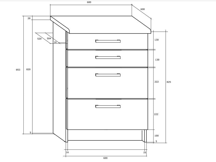 Virtuvinė spintelė Polo 2 S60_4SZ, ąžuolo/rudos spalvos kaina ir informacija | Virtuvinės spintelės | pigu.lt