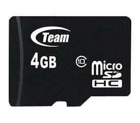 Карта памяти Flash Micro-SD 4GB Team C10 1Adp цена и информация | Карты памяти для телефонов | pigu.lt