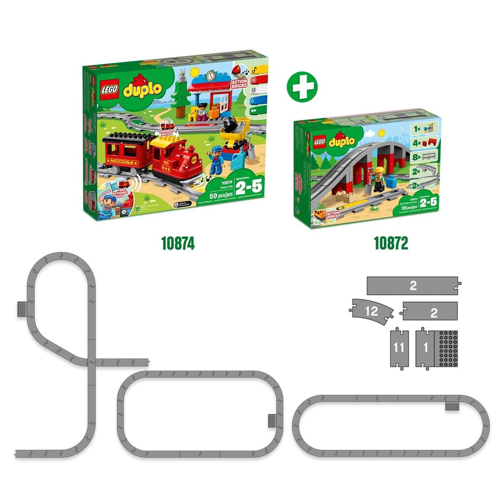 10872 LEGO® DUPLO Traukinių tiltas ir bėgiai цена и информация | Konstruktoriai ir kaladėlės | pigu.lt