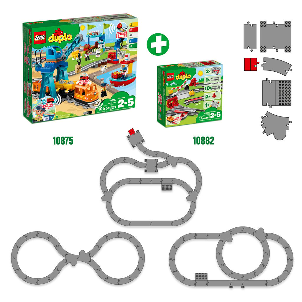 10882 LEGO® DUPLO Traukinių bėgiai kaina ir informacija | Konstruktoriai ir kaladėlės | pigu.lt