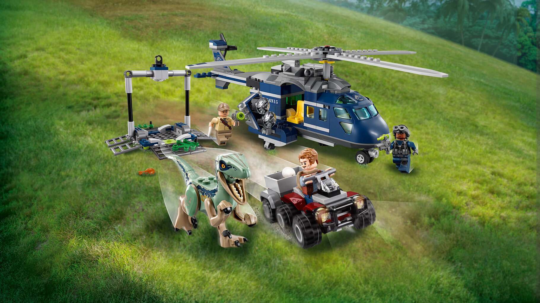 75928 LEGO® Jurassic World Blue Persekiojimas sraigtasparniu цена и информация | Konstruktoriai ir kaladėlės | pigu.lt